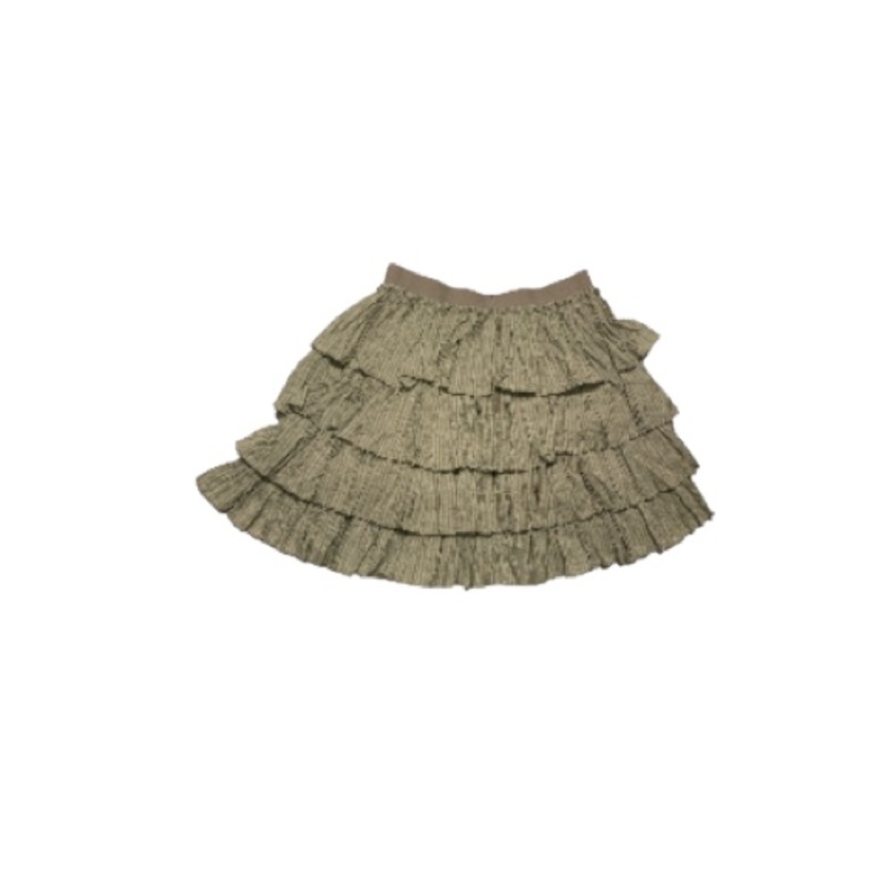 Betsey Johnson Green Crepe Pleated Ruffled Striped Tutu Skirt - Women’s Size 8
